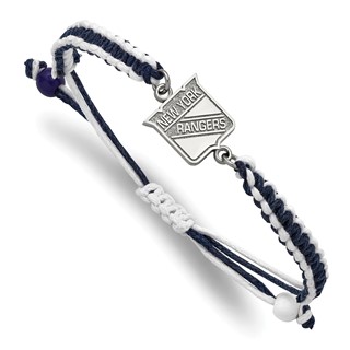 Stainless Steel NHL LogoArt NY Rangers Adjustable Cord Bracelet