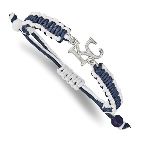 Stainless Steel Major League Baseball LogoArt Kansas City Royals Adjustable Cord Bracelet