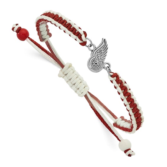 Stainless Steel NHL LogoArt Detroit Red Wings Adjustable Cord Bracelet