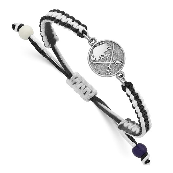 Stainless Steel NHL LogoArt Buffalo Sabres Adjustable Cord Bracelet