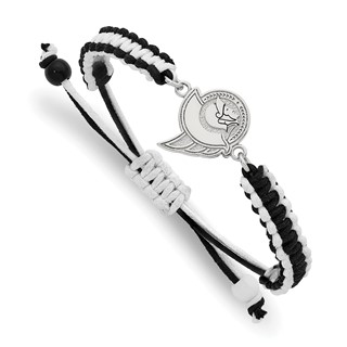 Stainless Steel NHL LogoArt Ottawa Senators Adjustable Cord Bracelet