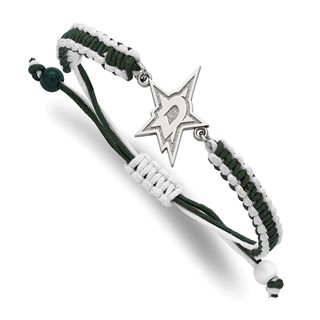 Stainless Steel NHL LogoArt Dallas Stars Adjustable Cord Bracelet