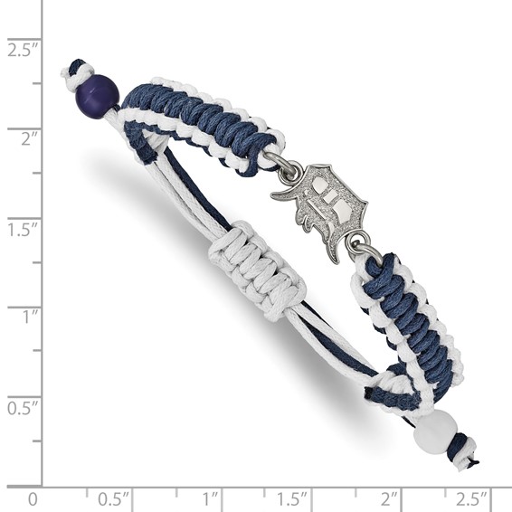 Stainless Steel Major League Baseball LogoArt Detroit Tigers Adjustable Cord Bracelet