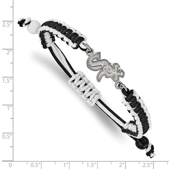 Stainless Steel Major League Baseball LogoArt Chicago White Sox Adjustable Cord Bracelet