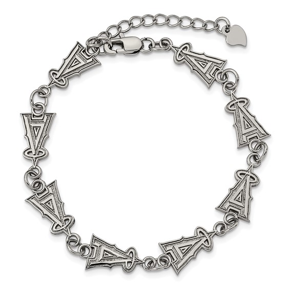 Stainless Steel Major League Baseball LogoArt Los Angeles Angels Logo w/1.5in ext Bracelet