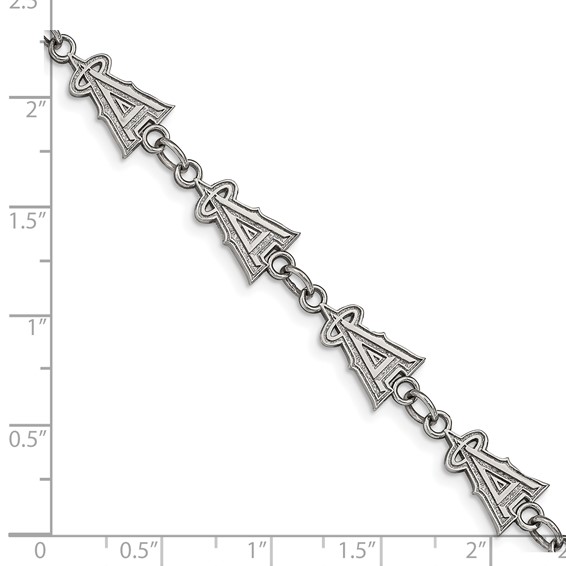 Stainless Steel Major League Baseball LogoArt Los Angeles Angels Logo w/1.5in ext Bracelet