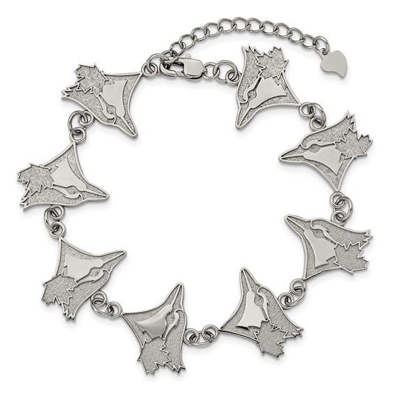 Stainless Steel Major League Baseball LogoArt Toronto Blue Jays Link w/1.5in ext Bracelet