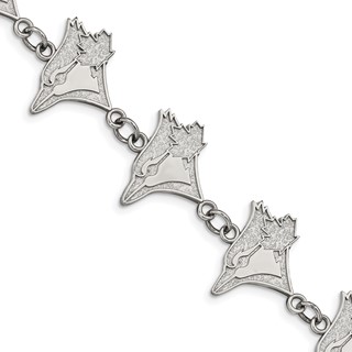 Stainless Steel Major League Baseball LogoArt Toronto Blue Jays Link w/1.5in ext Bracelet