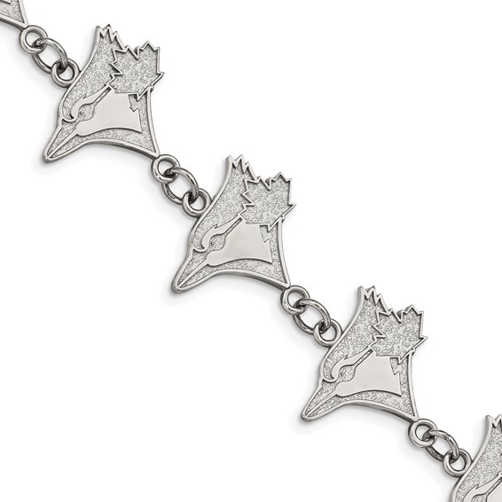 Stainless Steel Major League Baseball LogoArt Toronto Blue Jays Link w/1.5in ext Bracelet