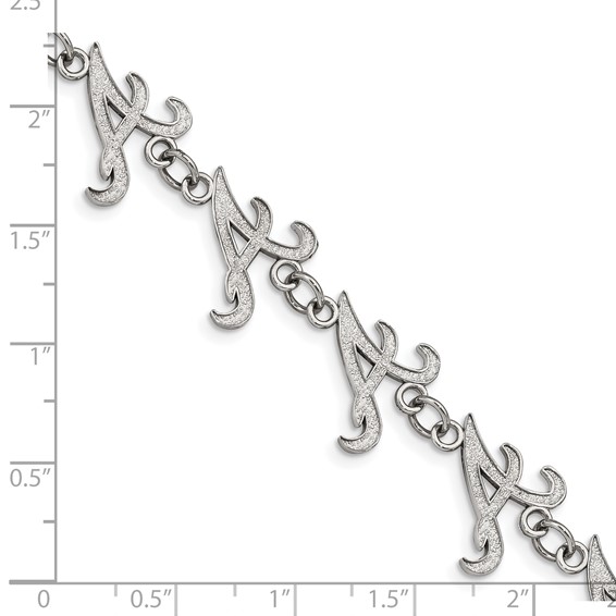 Stainless Steel Major League Baseball LogoArt Atlanta Braves Link w/1.5in ext Bracelet