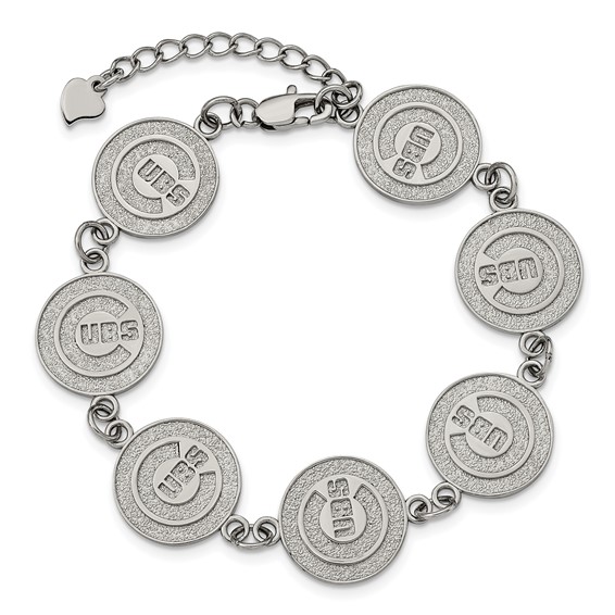 Stainless Steel Major League Baseball LogoArt Chicago Cubs w/1.5in ext Link Bracelet