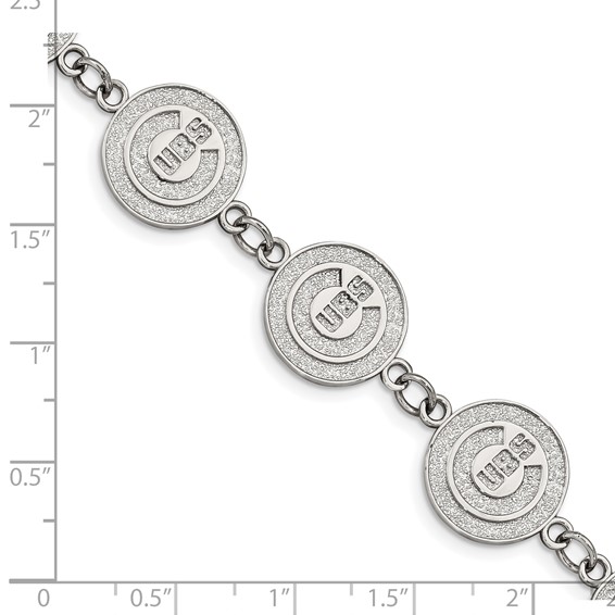 Stainless Steel Major League Baseball LogoArt Chicago Cubs w/1.5in ext Link Bracelet