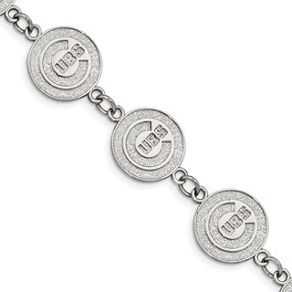 Stainless Steel Major League Baseball LogoArt Chicago Cubs w/1.5in ext Link Bracelet