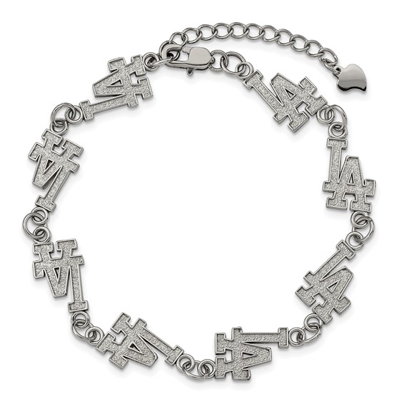 Stainless Steel Major League Baseball LogoArt Los Angeles Dodgers Link Bracelet