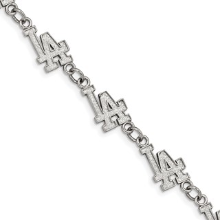 Stainless Steel Major League Baseball LogoArt Los Angeles Dodgers Link Bracelet