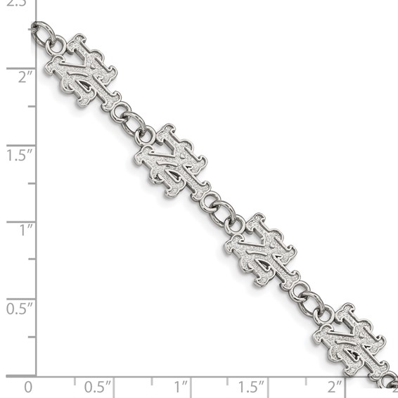 Stainless Steel Major League Baseball LogoArt New York Mets N-Y w/1.5in ext Bracelet