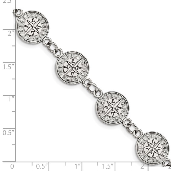 Stainless Steel Major League Baseball LogoArt Seattle Mariners Link w/1.5in ext Bracelet