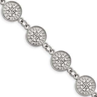 Stainless Steel Major League Baseball LogoArt Seattle Mariners Link w/1.5in ext Bracelet