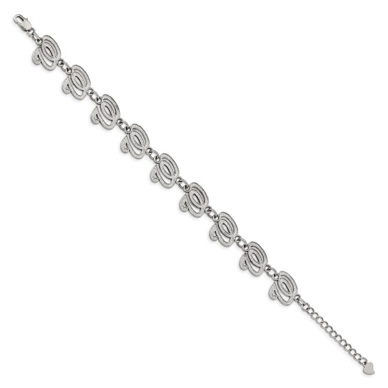 Stainless Steel Major League Baseball LogoArt Washington Nationals w/1.5in ext Bracelet