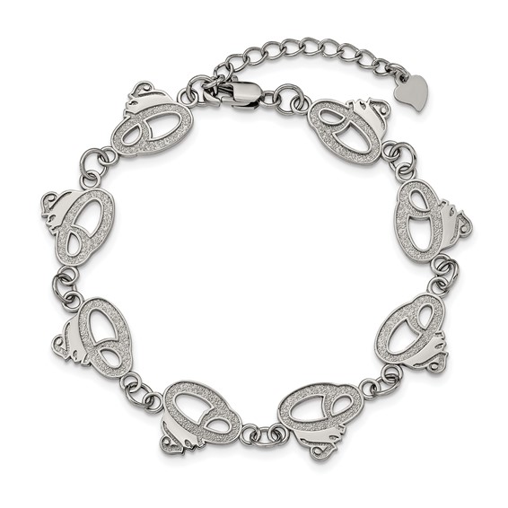 Stainless Steel Major League Baseball LogoArt Baltimore Orioles w/1.5in ext Link Bracelet