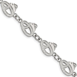 Stainless Steel Major League Baseball LogoArt Baltimore Orioles w/1.5in ext Link Bracelet