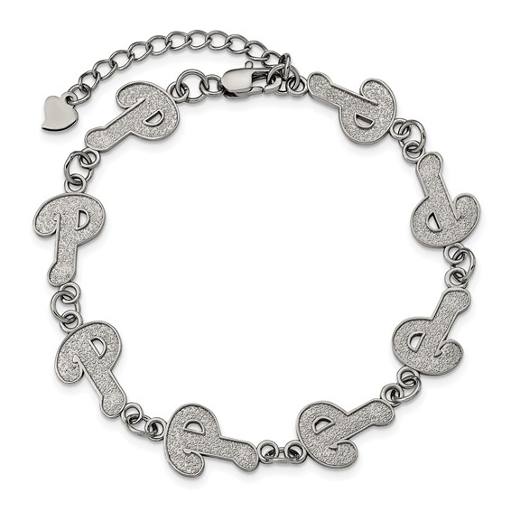 Stainless Steel Major League Baseball LogoArt Philadelphia Phillies w/1.5in ext Bracelet
