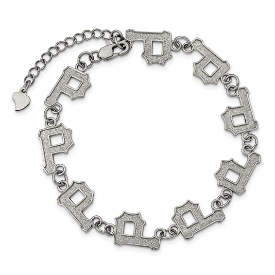 Stainless Steel Major League Baseball LogoArt Pittsburgh Pirates Link w/1.5in ext Bracelet