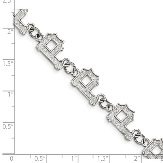 Stainless Steel Major League Baseball LogoArt Pittsburgh Pirates Link w/1.5in ext Bracelet