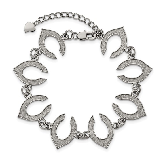 Stainless Steel Major League Baseball LogoArt Cincinnati Reds Letter C Link Bracelet