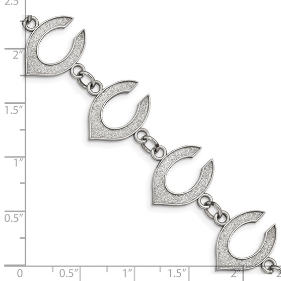 Stainless Steel Major League Baseball LogoArt Cincinnati Reds Letter C Link Bracelet