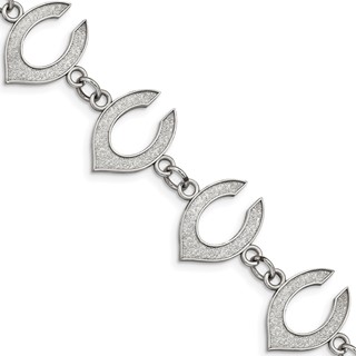 Stainless Steel Major League Baseball LogoArt Cincinnati Reds Letter C Link Bracelet