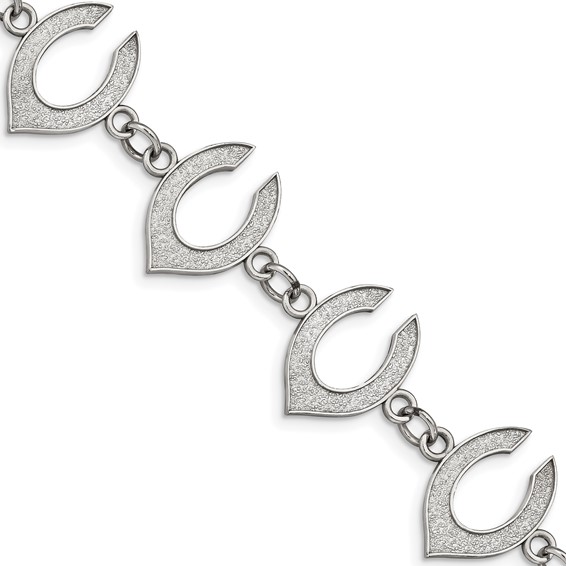 Stainless Steel Major League Baseball LogoArt Cincinnati Reds Letter C Link Bracelet