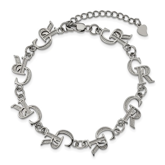 Stainless Steel Major League Baseball LogoArt Colorado Rockies C-R Link Bracelet