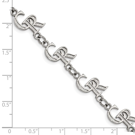 Stainless Steel Major League Baseball LogoArt Colorado Rockies C-R Link Bracelet