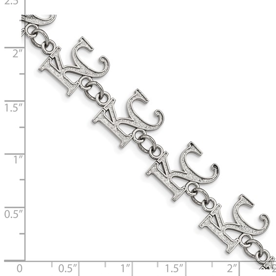 Stainless Steel Major League Baseball LogoArt Kansas City Royals K-C w/1.5in ext Bracelet