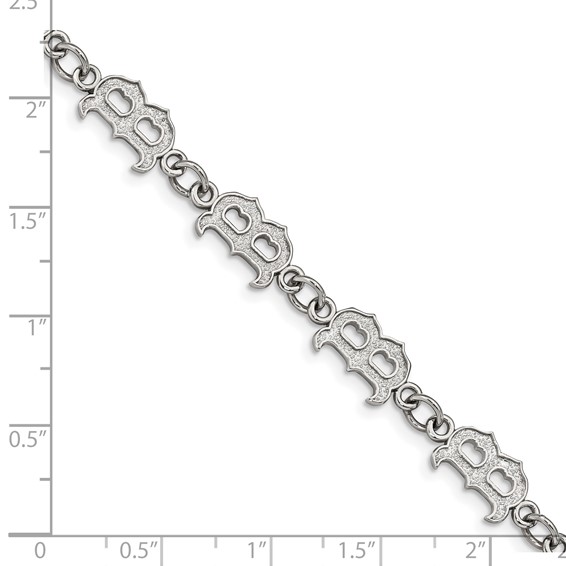 Stainless Steel Major League Baseball LogoArt Boston Red Sox w/2in ext Bracelet