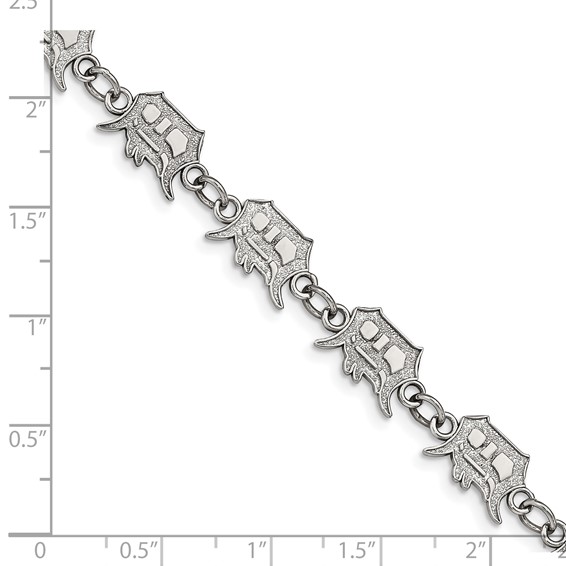 Stainless Steel Major League Baseball LogoArt Detroit Tigers Logo w/2in ext Bracelet