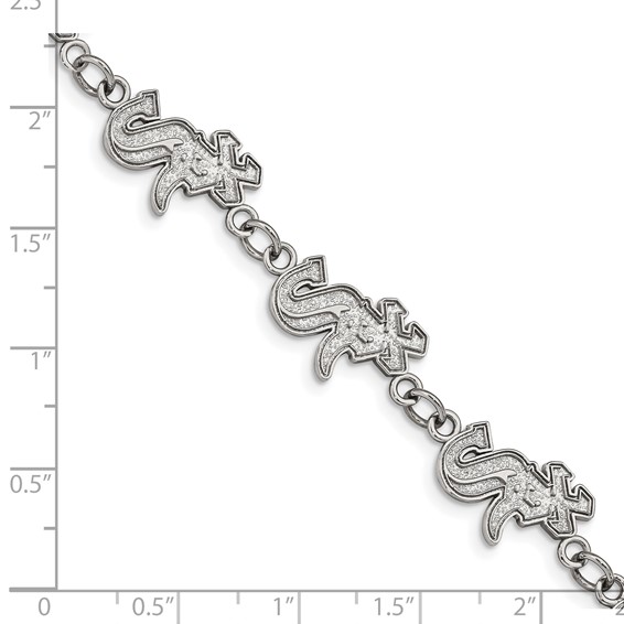 Stainless Steel Major League Baseball LogoArt Chicago White Sox Logo Bracelet