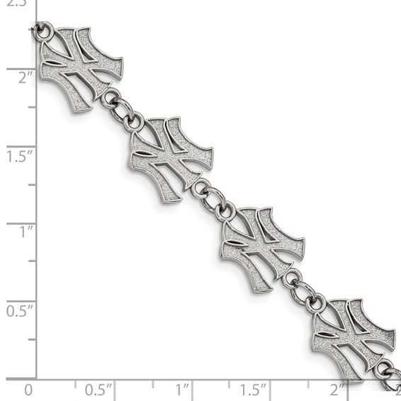 Stainless Steel Major League Baseball LogoArt New York Yankees N-Y w/1.5in ext Bracelet