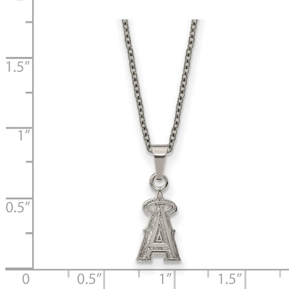 Stainless Steel Major League Baseball LogoArt Los Angeles Angels w/2in ext Pendant Necklace