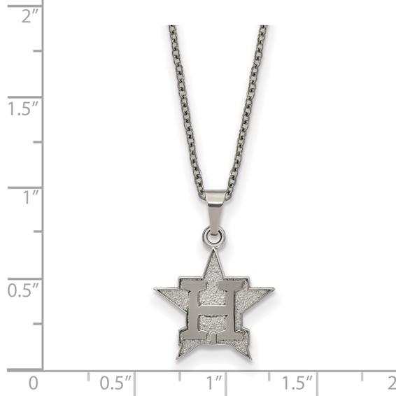 Stainless Steel Major League Baseball LogoArt Houston Astros w/2in ext Pendant Necklace