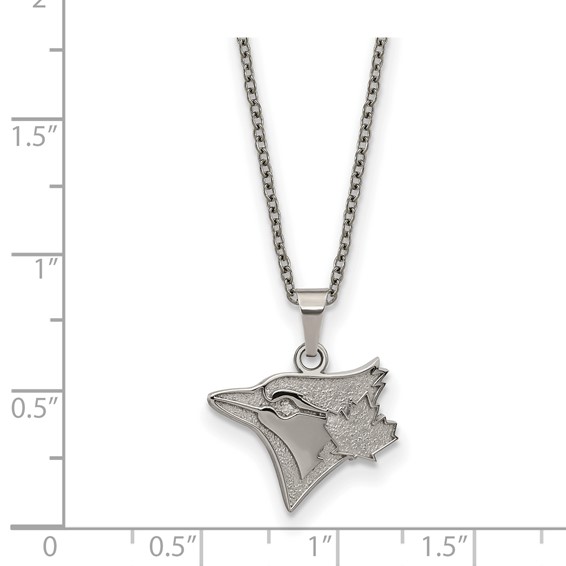 Stainless Steel Major League Baseball LogoArt Toronto Blue Jays w/2in ext Pendant Necklace