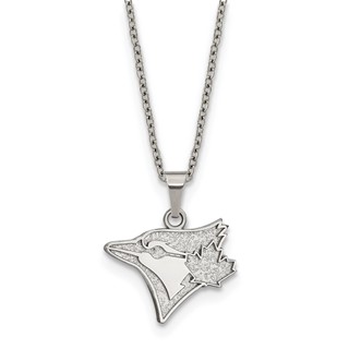 Stainless Steel Major League Baseball LogoArt Toronto Blue Jays w/2in ext Pendant Necklace
