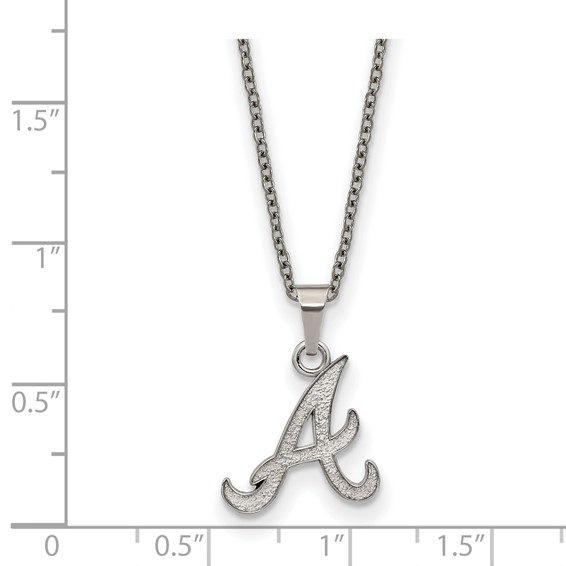 Stainless Steel Major League Baseball LogoArt Atlanta Braves w/2in ext Necklace