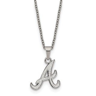 Stainless Steel Major League Baseball LogoArt Atlanta Braves w/2in ext Necklace