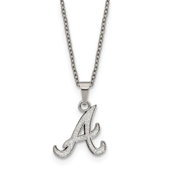 Stainless Steel Major League Baseball LogoArt Atlanta Braves w/2in ext Necklace
