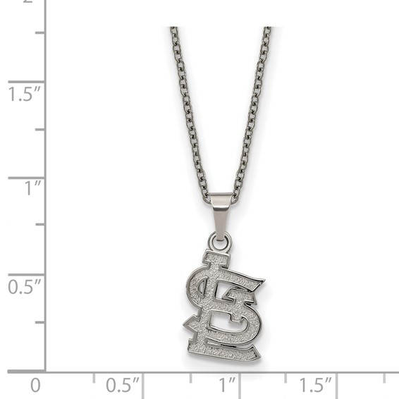 Stainless Steel Major League Baseball LogoArt St. Louis Cardinals w/2in ext Pendant Necklace