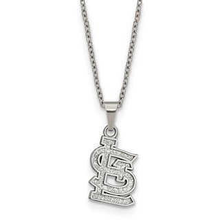 Stainless Steel Major League Baseball LogoArt St. Louis Cardinals w/2in ext Pendant Necklace