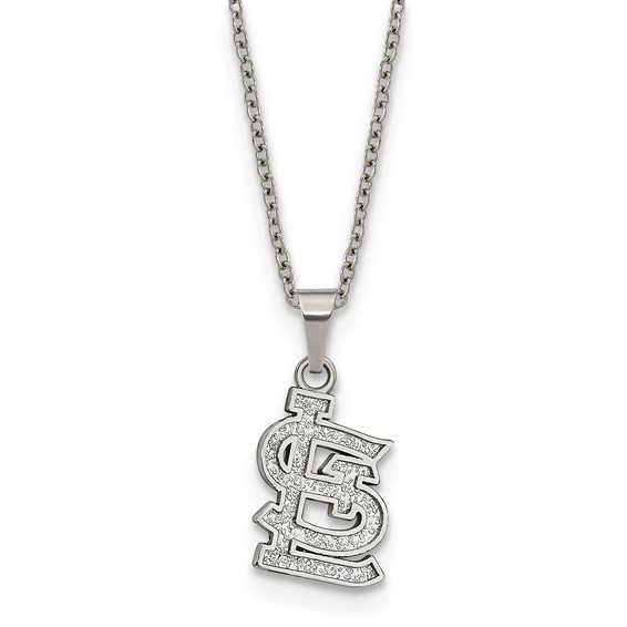 Stainless Steel Major League Baseball LogoArt St. Louis Cardinals w/2in ext Pendant Necklace