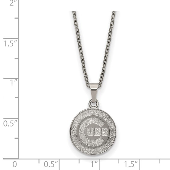 Stainless Steel Major League Baseball LogoArt Chicago Cubs w/2in ext Pendant Necklace